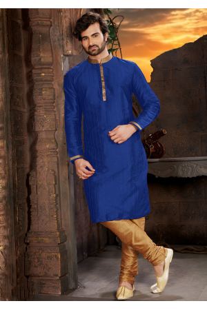 Royal Blue Color Silk Fabric Kurta Set